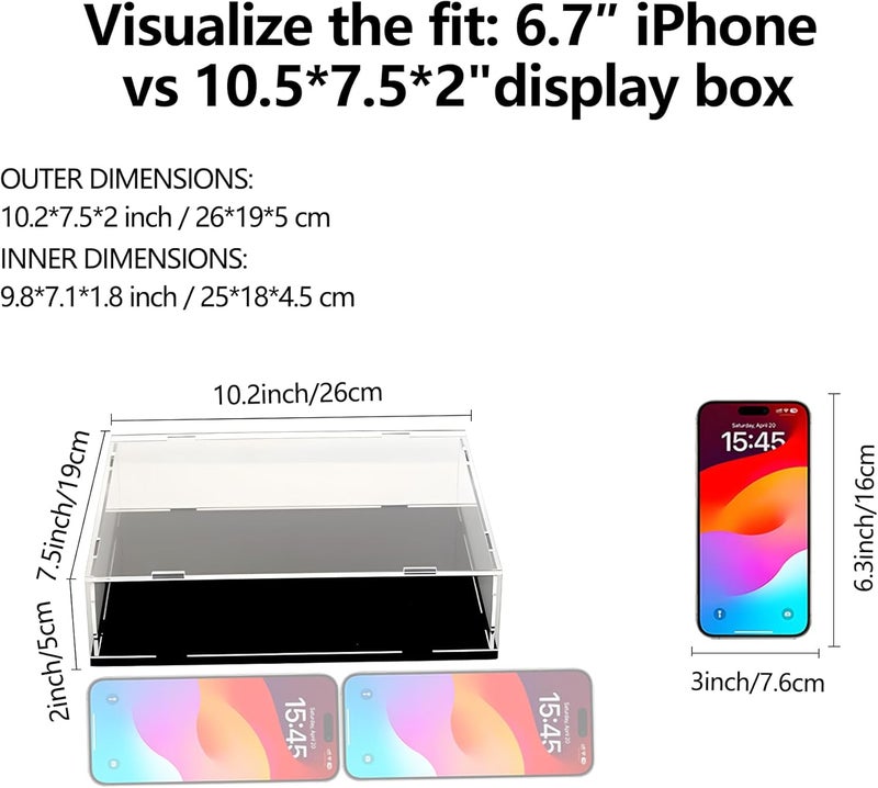 Evron Display Case for Collectibles Assemble Clear Acrylic Box Alternative Glass Case for Display Action Figures Home Storage & Organizing Toys (10.5x7.5x2 inch; 26x19x5 cm) - Image 2